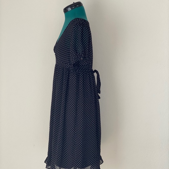 SOLD and white chiffon polka-dot vintage dress - Picture 5 of 8